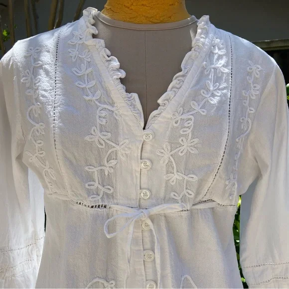 American South Side White Cotton Shirt - Picture 4 of 7